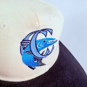 Vintage Corpus Christi Barracudas Nissin Cap Snapback‎ Hat Cream Black